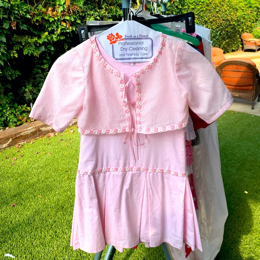 Light pink sleeveless dress with jacket, Size 7